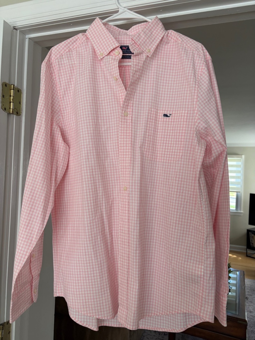Vineyard Vines Pink Gingham Long-Sleeve Button-Down Shirt